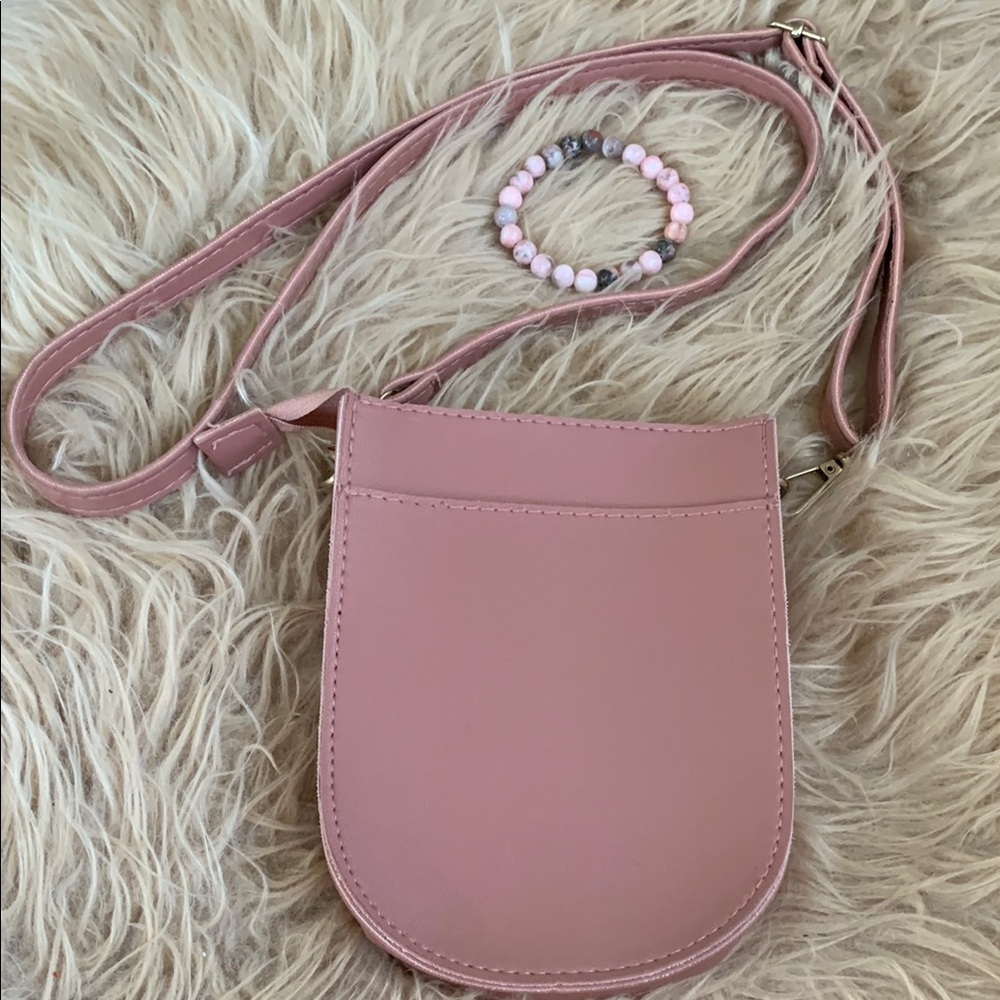 Mauve Color Small (Suede Like) Shoulder/Crossbody Bag and Bracelet NWOT